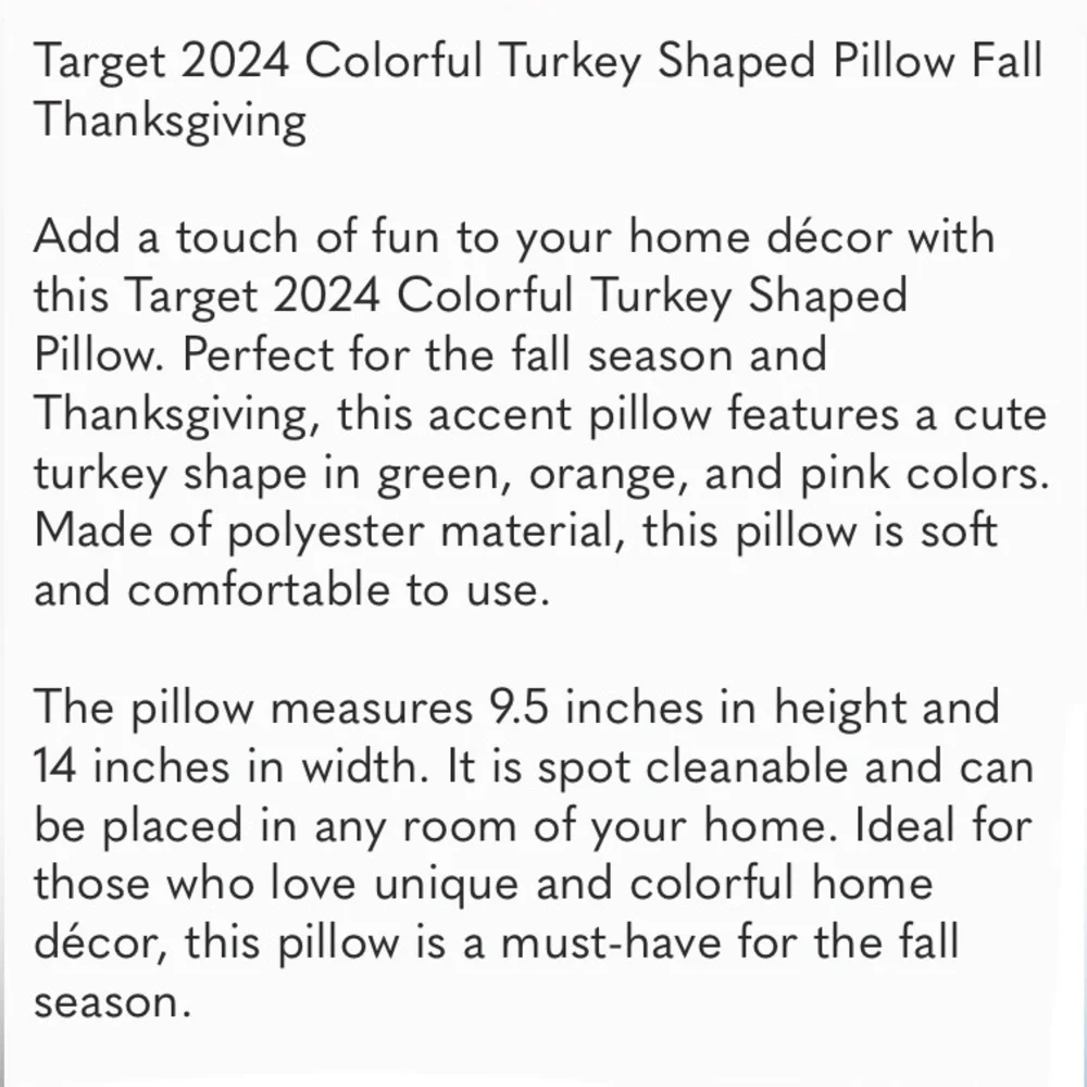 Target Bullseye’s Playground Decorative Thanksgiving Colorful Turkey Pillow